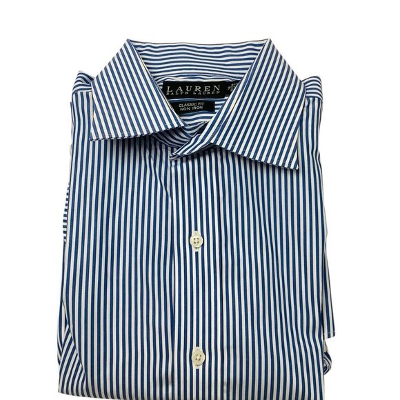 Lauren Ralph Lauren Classic Fit Non Iron Button Up L/S Shirt Size 16-32/33 - Picture 1 of 10
